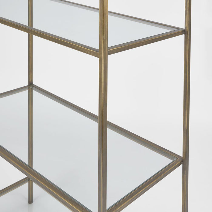 Palladium Brass Iron & Glass Shelf - Living Room