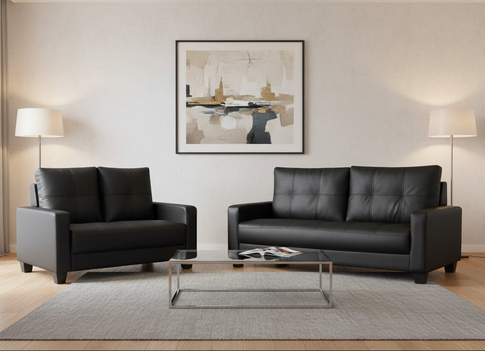 Madison 5 Seater Black PU Leather Lounge Suite