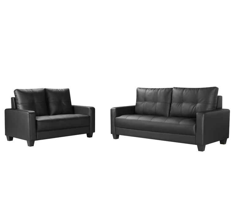 Madison 5 Seater Black PU Leather Lounge Suite