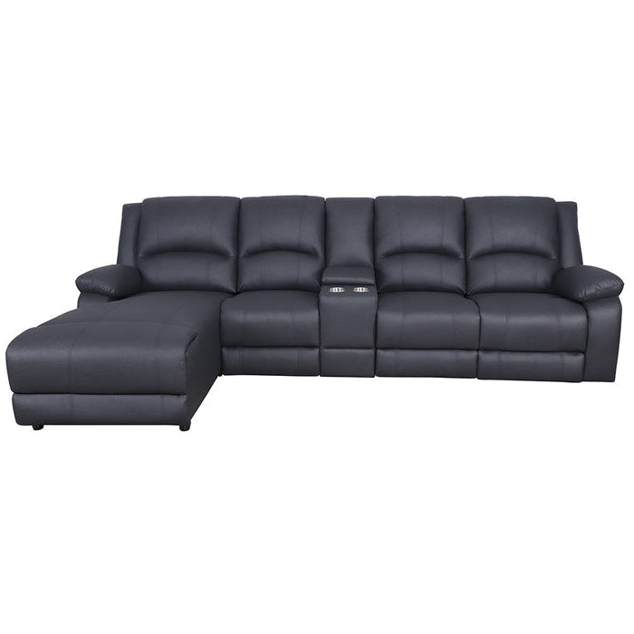 Cooks 4 Seater Manual Recliner Chaise - Black