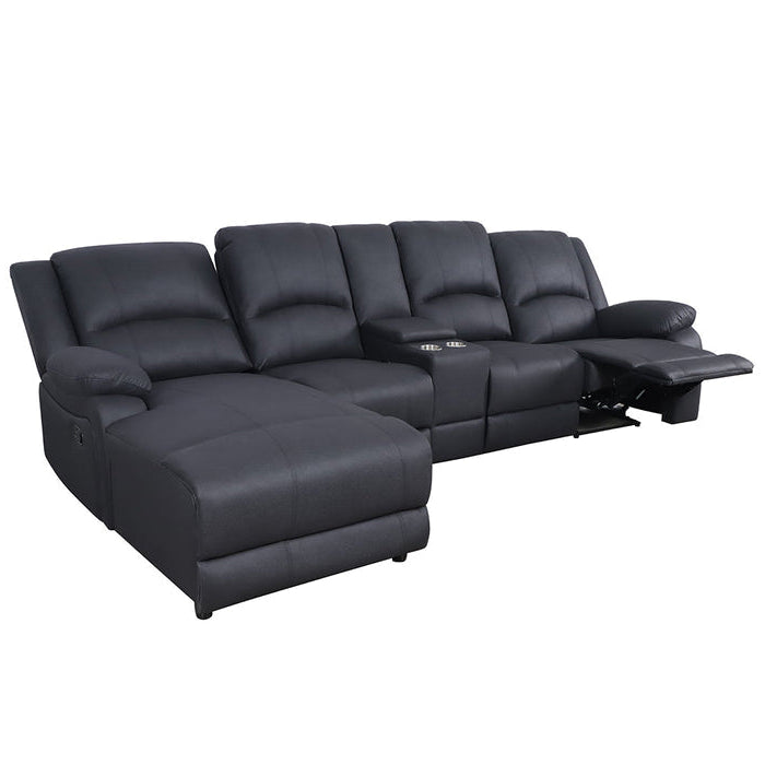 Cooks 4 Seater Manual Recliner Chaise - Black