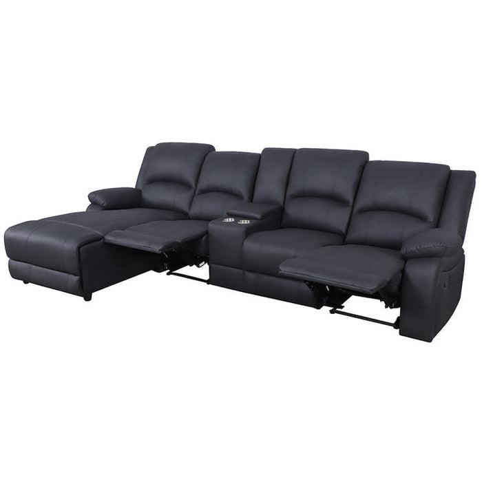 Cooks 4 Seater Manual Recliner Chaise - Black