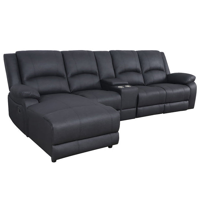 Cooks 4 Seater Manual Recliner Chaise - Black