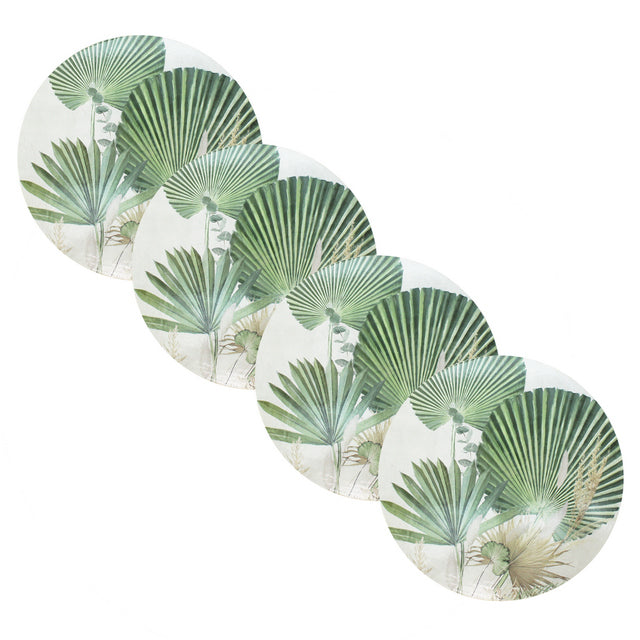 Set of 4 Round Palm Bouquet Placemat  