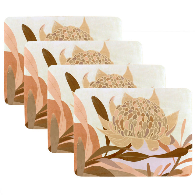 Set of 4 Autumn Protea placemat  