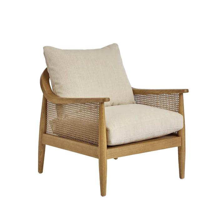 Luberon Armchair Oak & Rattan W/Linen Blend Cushions