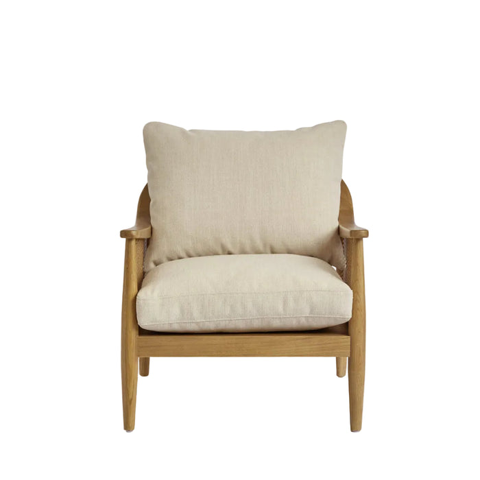 Luberon Armchair Oak & Rattan W/Linen Blend Cushions