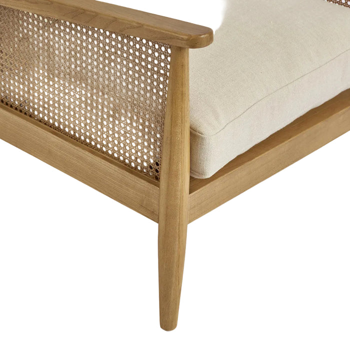 Luberon Armchair Oak & Rattan W/Linen Blend Cushions