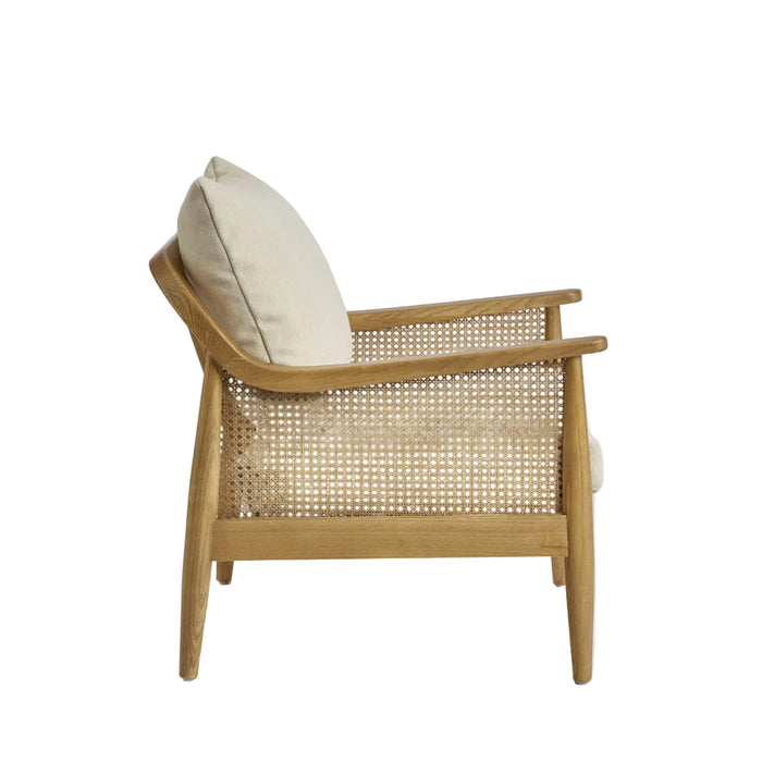 Luberon Armchair Oak & Rattan W/Linen Blend Cushions