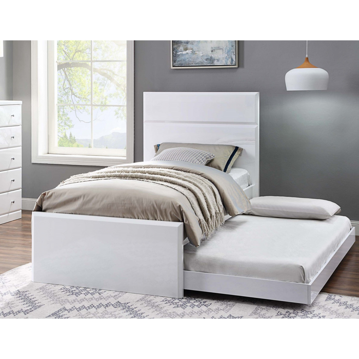 White Alicia King Single Bed with Trundle