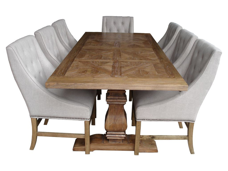 Kensington 245cm Rectangular Dining Table - Natural White Wash