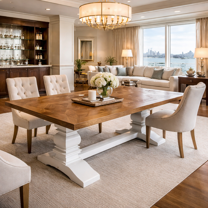 Kensington 245cm Rectangular Dining Table - Natural White Wash