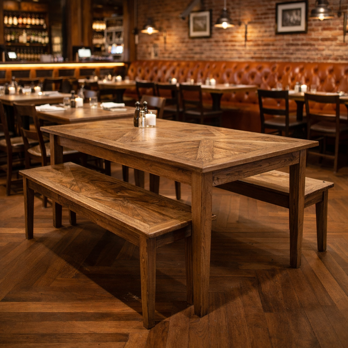 Parquetry 150cm Rectangular Recycled Elm Table