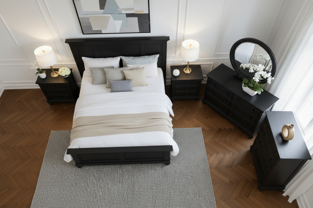 Pasena Queen Timber Bed Frame, Black