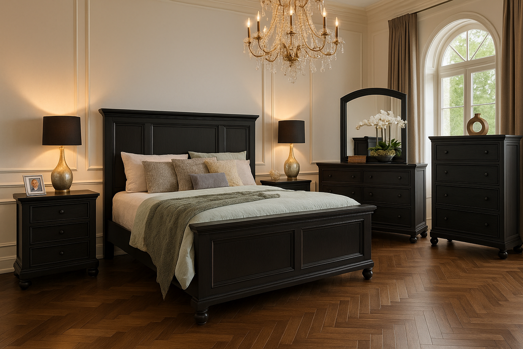 Pasena Queen Timber Bed Frame, Black