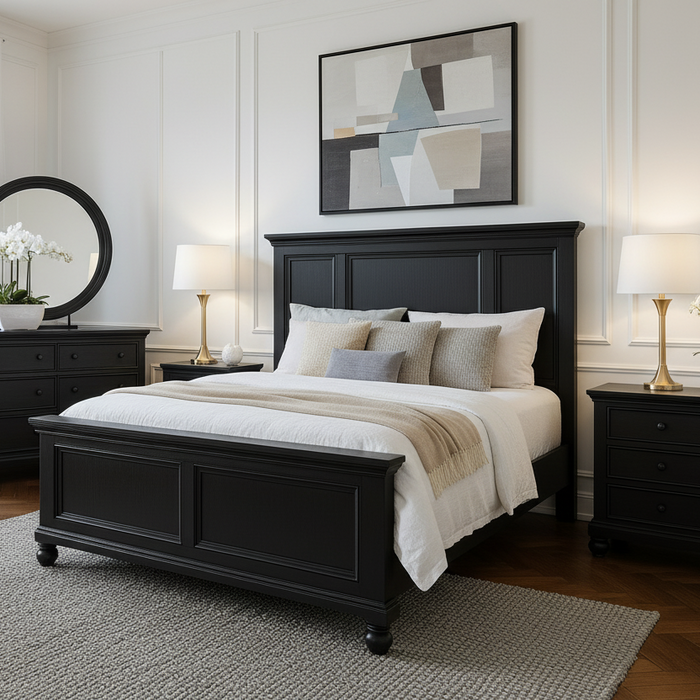 Pasena Queen Timber Bed Frame Black