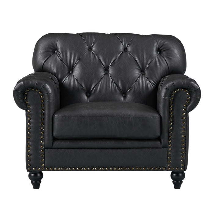 Vegas Chesterfield PU Leather Armchair Black