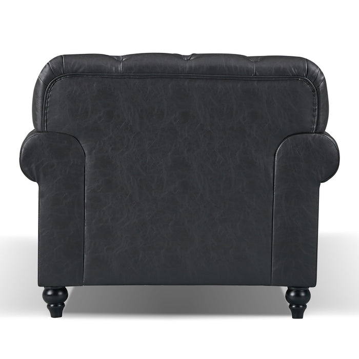 Vegas Chesterfield PU Leather Armchair Black