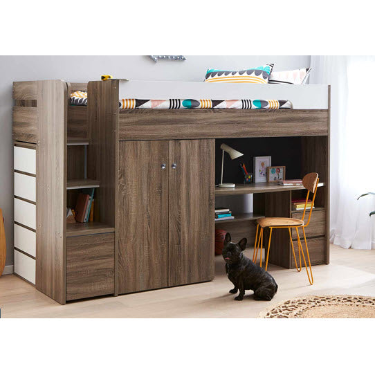 Quantum King Single Bunk Bed Loft, Mocha Oak
