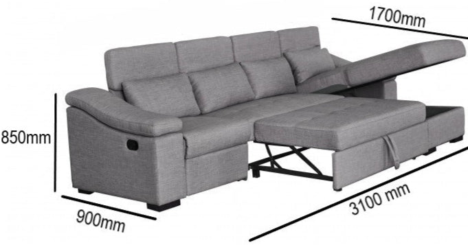 Alpha 4 Seater Sofa Bed with Chaise and Recliner