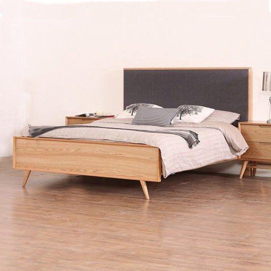 Seville Timber Bed With Dark Grey Fabric Bedhead