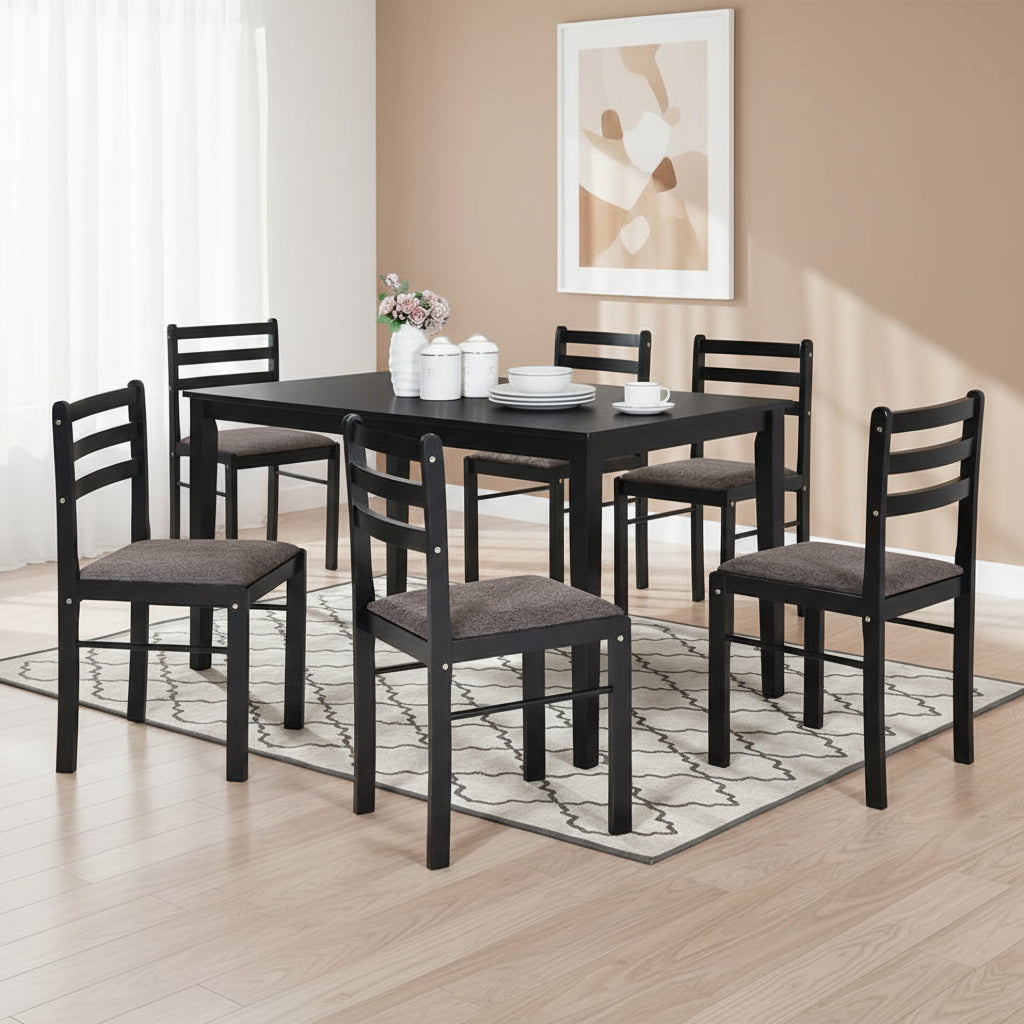 Concord 6 Seater Rectangular Dining Table with Chair Set — Lj Bedding ...