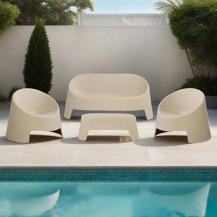 Santorini 4 Piece Outdoor Lounge Set, Beige