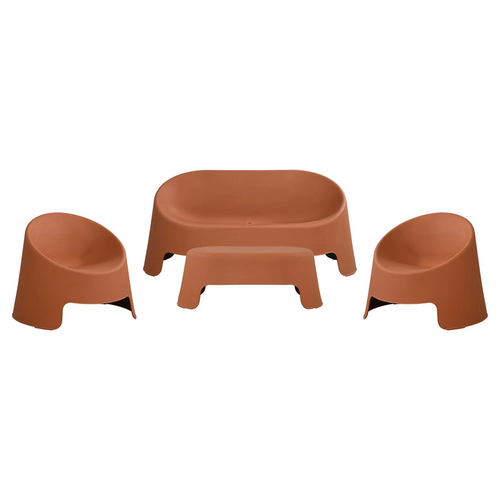 Santorini 4 Piece Outdoor Lounge Set, Teracotta