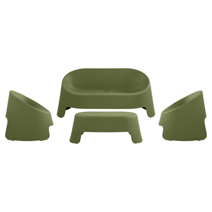 Santorini 4 Piece Outdoor Lounge Set, Green