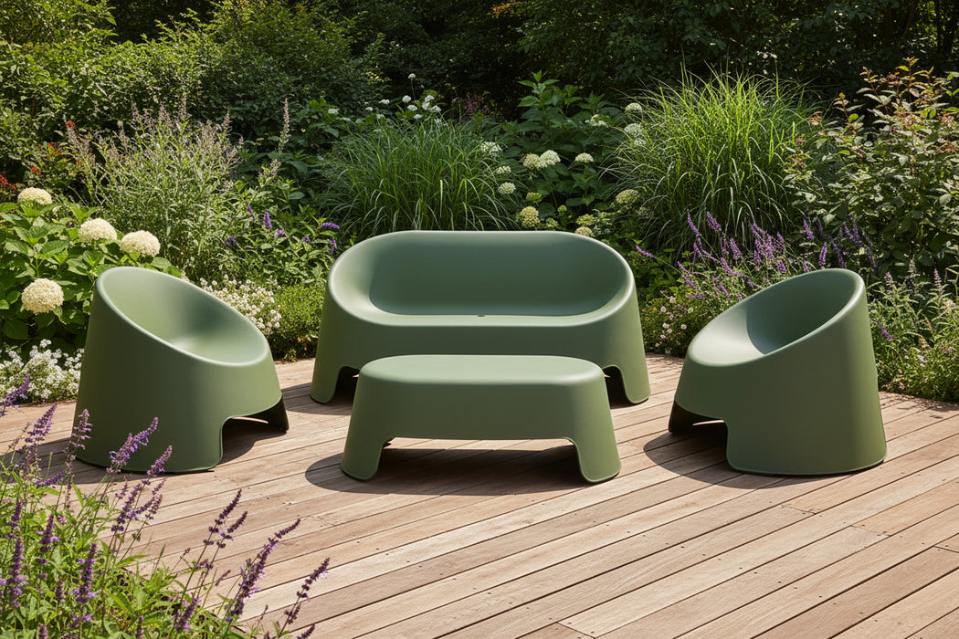 Santorini 4 Piece Outdoor Lounge Set, Green