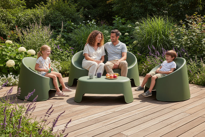 Santorini 4 Piece Outdoor Lounge Set, Green
