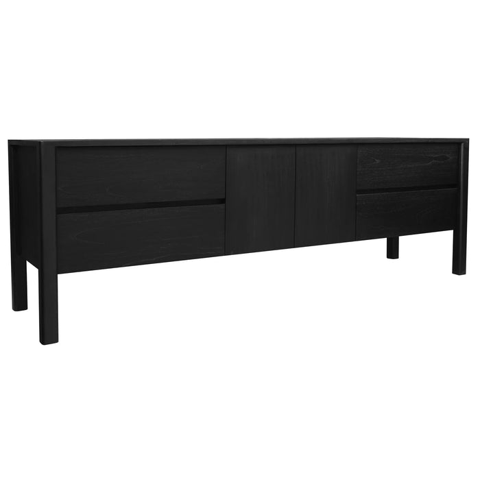Adelle 1.8m Entertainment Unit - Solid Mindi Wood / Black