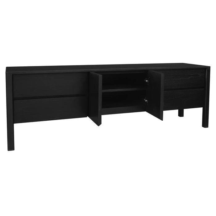 Adelle 1.8m Entertainment Unit - Solid Mindi Wood / Black