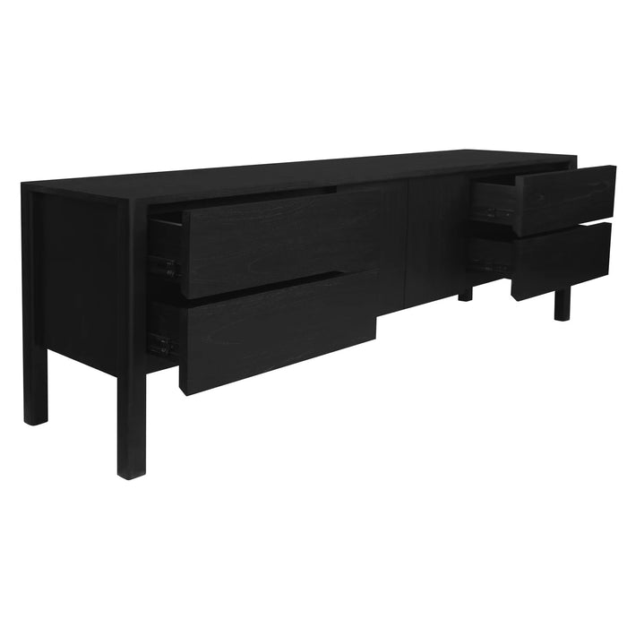 Adelle 1.8m Entertainment Unit - Solid Mindi Wood / Black
