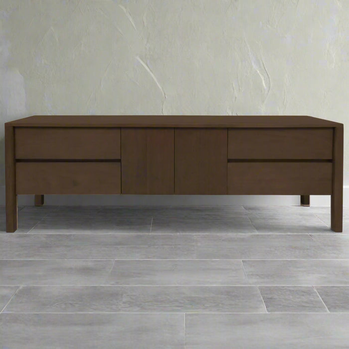 Adelle 1.8m Entertainment Unit - Solid Mindi Wood Walnut