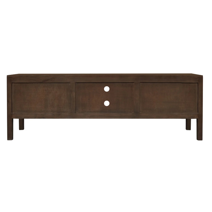 Adelle 1.8m Entertainment Unit - Solid Mindi Wood Walnut