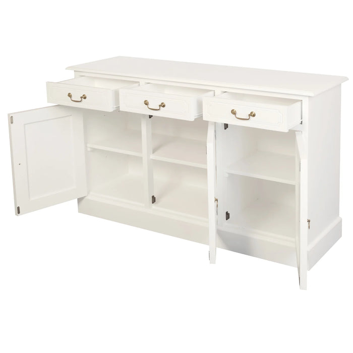 Blaxland 1.45m White 3 Door 3 Drawer Buffet, Sideboard