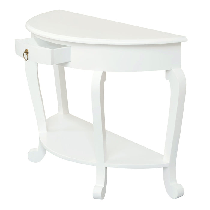 Cabriol Leg 1 Drawer Half Round Sofa Table