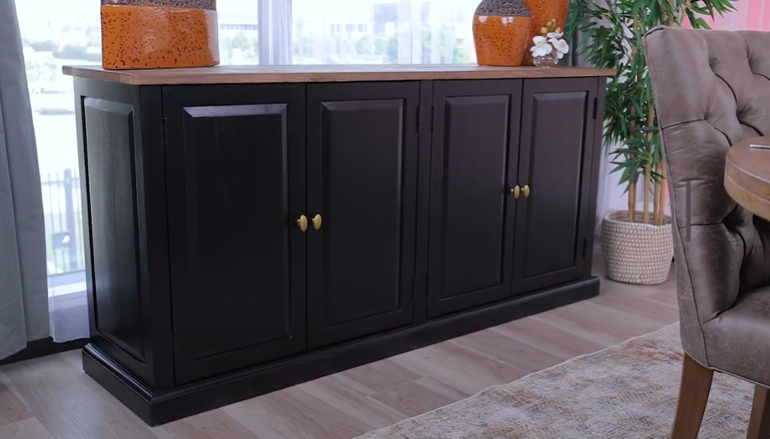 Victoria 4 Door Buffet Oak Black 180cm