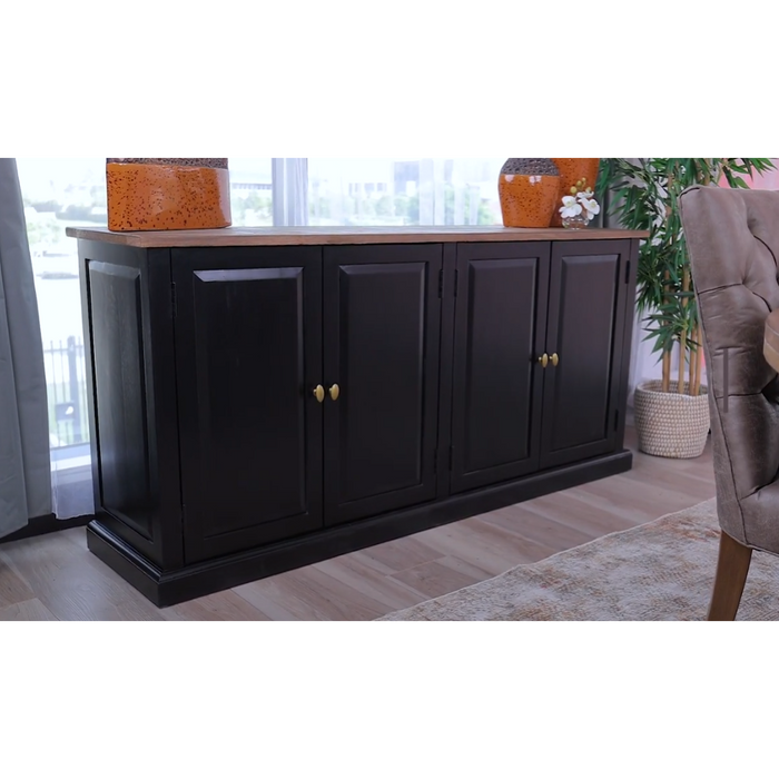 Victoria 4 Door Buffet Oak Black 180cm