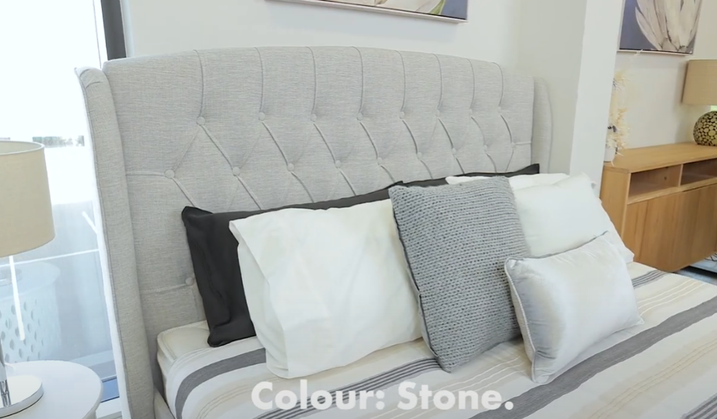 Grey Kingston Tufted Wingback Bed