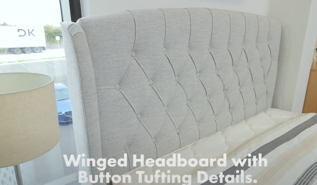 Grey Kingston Tufted Wingback Bed