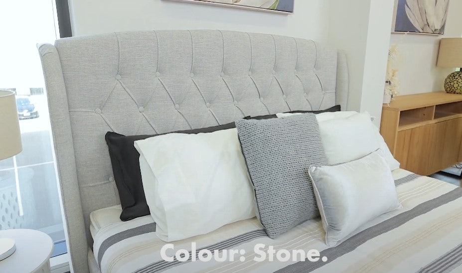 Honeydew Queen Bed Frame, Stone