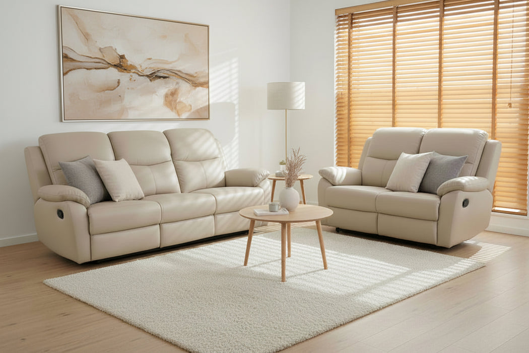 Washington 3+2 Seater Genuine Leather Sofa Set - Wheat