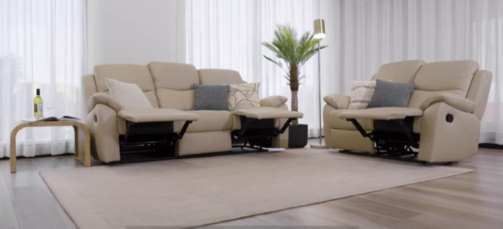 Washington 3+2+1 Seater Genuine Leather Sofa Set - Wheat