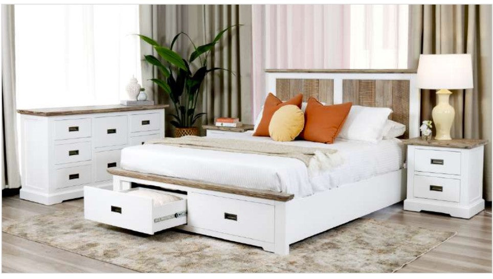 Folks 1.50m 6 Drawer Dresser - White Wash