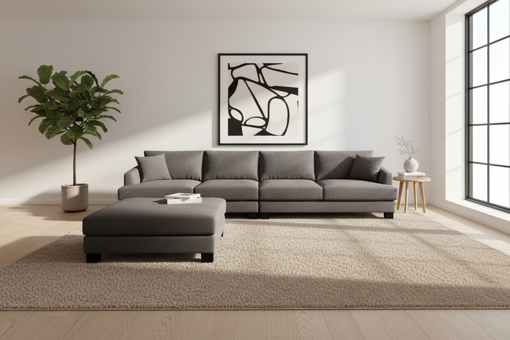 Hunter 3 Piece Corner Fabric Sofa - Charcoal