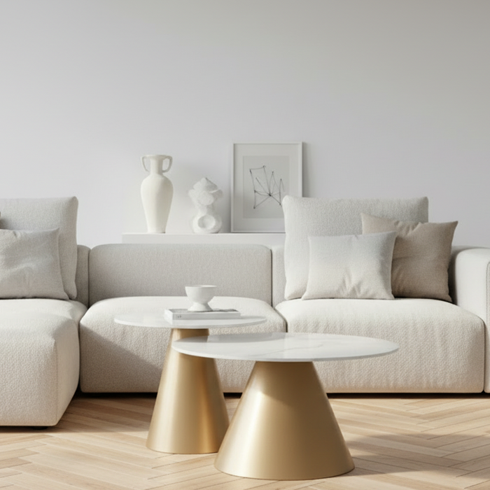 2 Piece Oliva Nesting Coffee Table Set, Gold