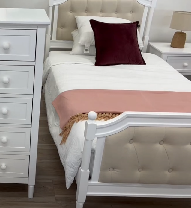 White Flora Single Wood Bed Frame