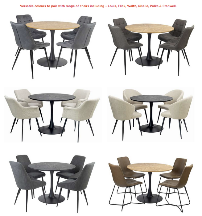 Riana 1.0m Black Round Dining Table
